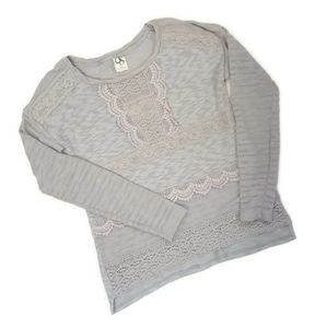 Anthropologie One September Gray Marled Lace Heirloom Sweater | Small |